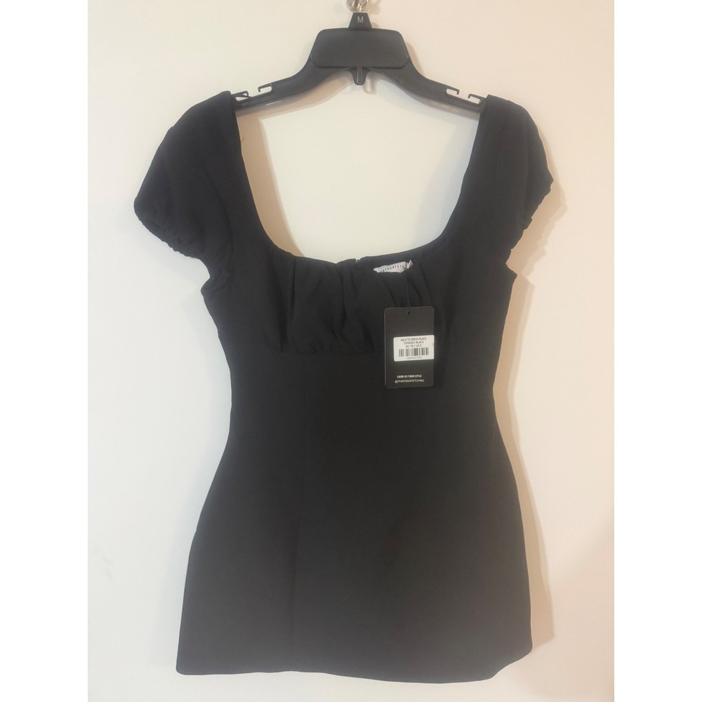 Thats So Fetch Arlette Mini Dress Black Ruched Bow Back US‎ 6 -BLACK